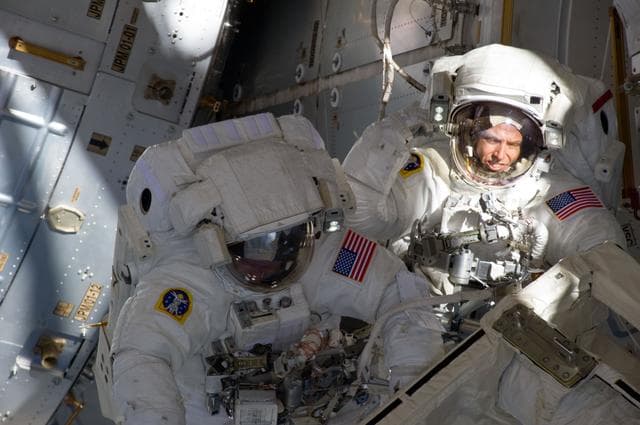 NASA image: View of STS-134 Crew Members during EVA-3
