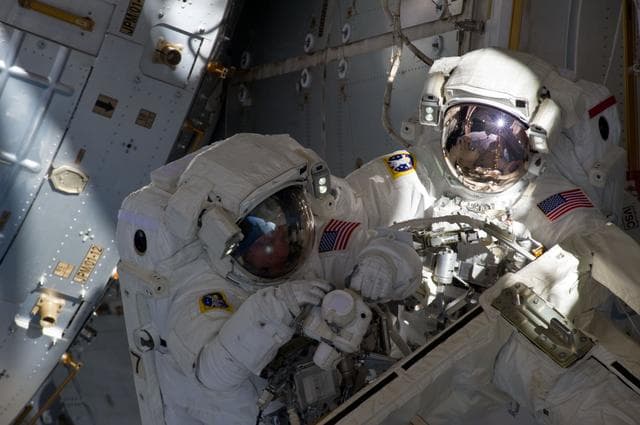 NASA image: View of STS-134 Crew Members during EVA-3