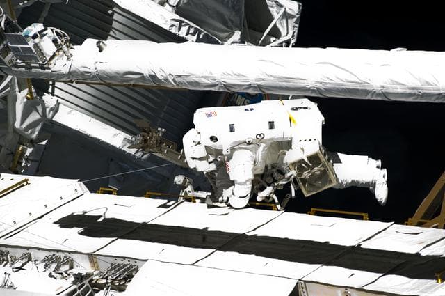 NASA image: View of STS-134 MS Fincke during EVA-4