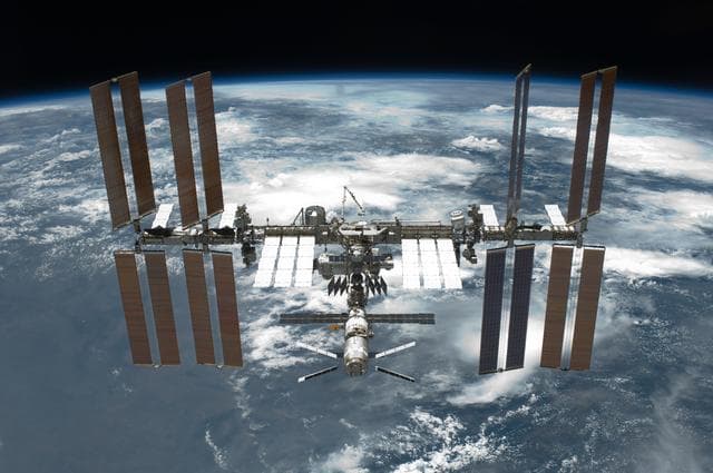 NASA image: Overall view of ISS taken afer STS-134 Undocking
