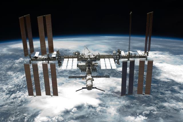 NASA image: Overall view of ISS taken afer STS-134 Undocking