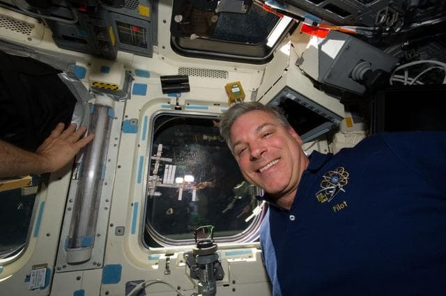 NASA image: STS-134 Pilot Johnson on the Flight Deck