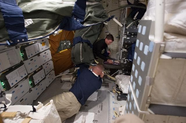 NASA image: Hurley and Ferguson on Middeck