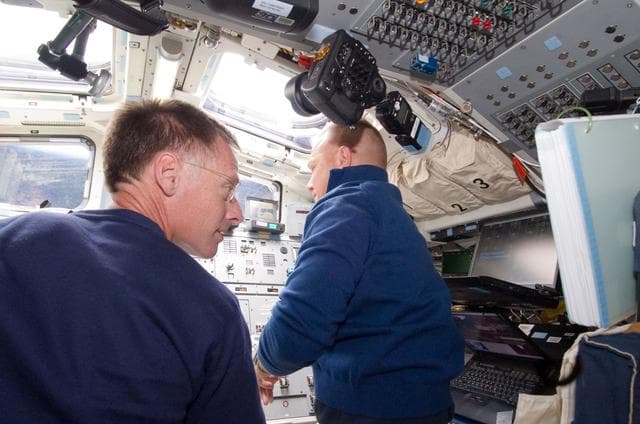NASA image: Ferguson and Hurley on Aft Flight Deck