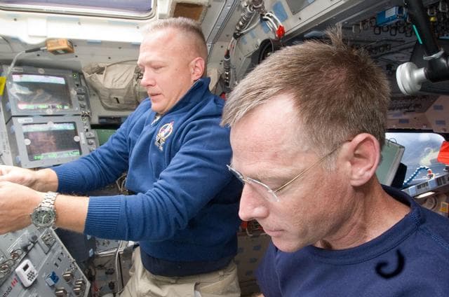 NASA image: Hurley and Ferguson on Aft Flight Deck