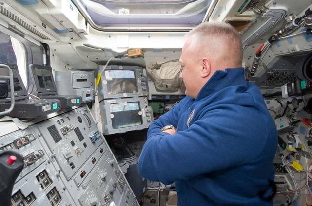 NASA image: Hurley on Aft Flight Deck