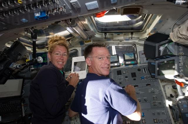 NASA image: Magnus and Ferguson on Aft Flight Deck