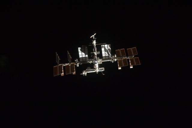 NASA image: ISS during STS-135 Approach