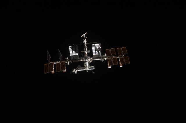 NASA image: ISS during STS-135 Approach