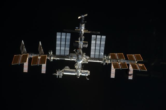 NASA image: ISS during STS-135 Approach