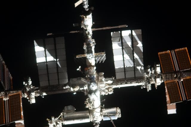 NASA image: ISS during STS-135 Approach