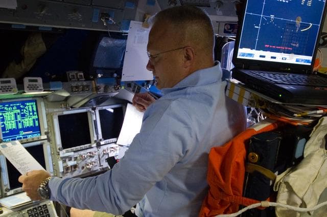 NASA image: Hurley on FWD Flight Deck
