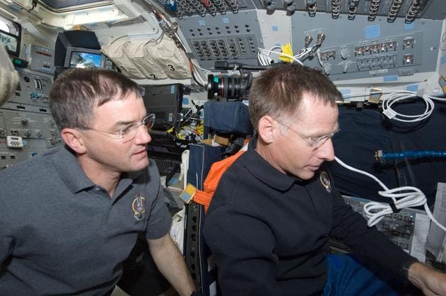 NASA image: Walheim and Ferguson Troubleshoot GPC 3