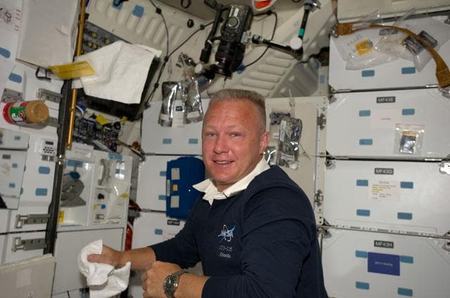 NASA image: Hurley on Atlantis Middeck