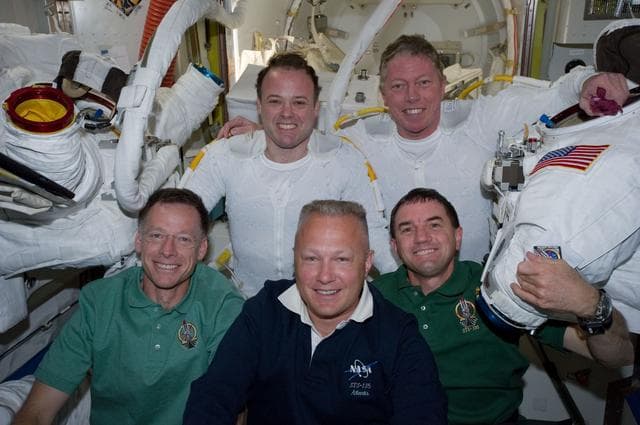 NASA image: Crewmembers in A/L after EVA 1