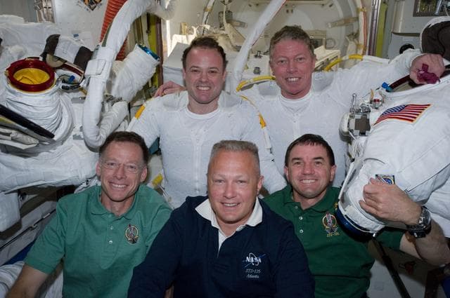 NASA image: Crewmembers in A/L after EVA 1