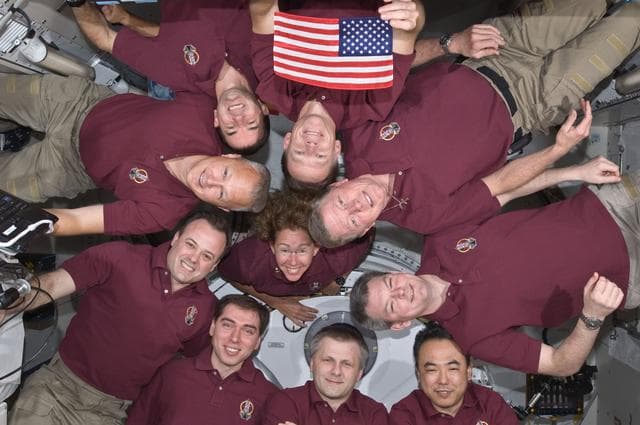 NASA image: In-Flight Portrait of STS-135 and Expedition 28 Crews in Kibo