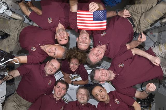 NASA image: In-Flight Portrait of STS-135 and Expedition 28 Crews in Kibo