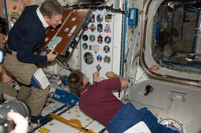 NASA image: Ferguson Places STS-135 Mission Patch in Node 1