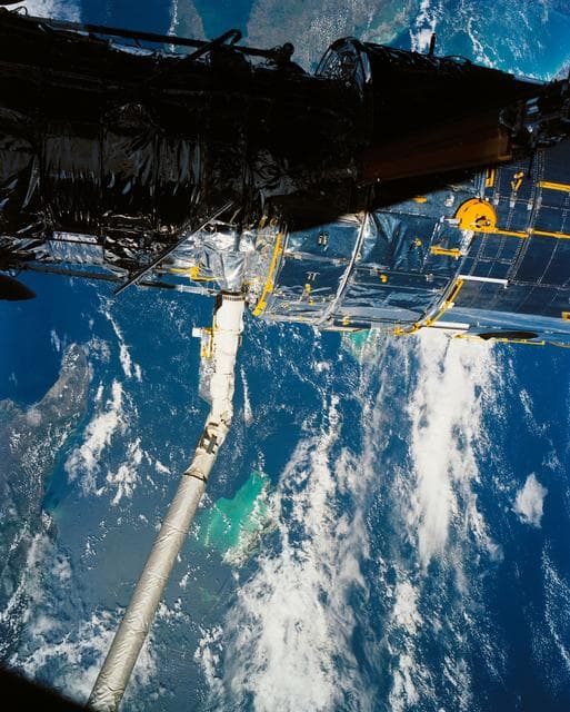 NASA image: Hubble Space Telescope Deploy, Eastern Cuba, Haiti