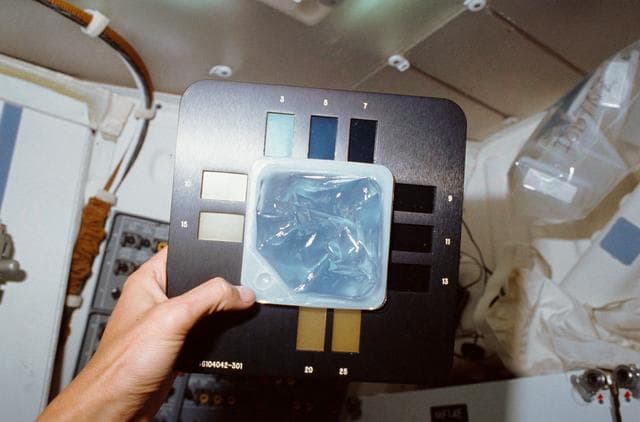 NASA image: STS-34 onboard view of iodine comparator assembly used to check water quality