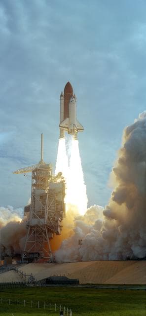 NASA image: STS-40 Columbia, OV-102, lifts off from KSC with SLS-1 payload