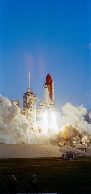 NASA image: STS-41 Discovery, OV-103, lifts off from KSC Launch Complex (LC) Pad 39