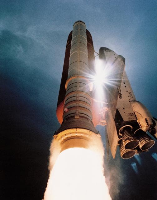 STS-43 Atlantis, OV-104, soars into space after liftoff from KSC LC Pad 39A