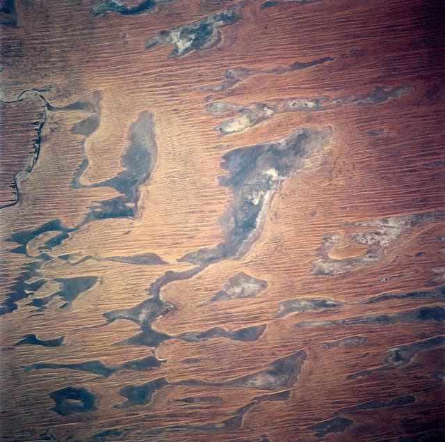 NASA image: Linear Dunes and Playas, Simson Desert, South Australia, Australia