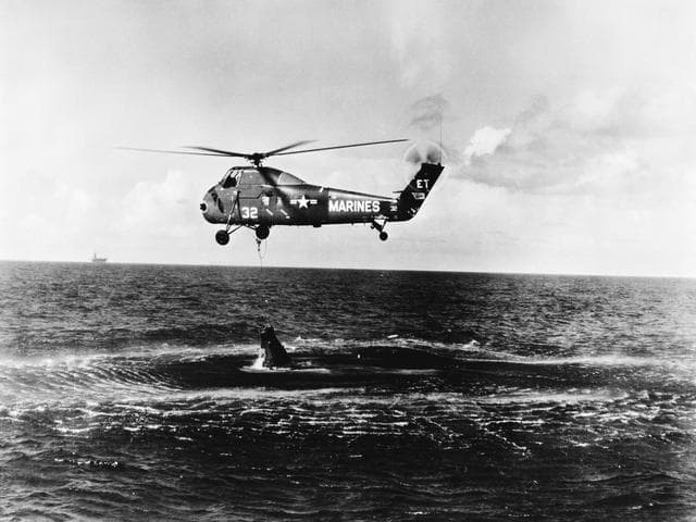 NASA image: Attempted Recovery of Mercury spacecraft at end of MR-4 mission