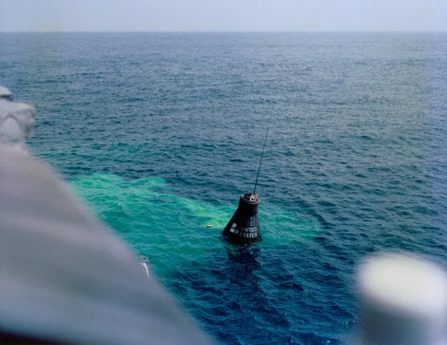 NASA image: MERCURY CAPSULE - WATER EGRESS TRAINING