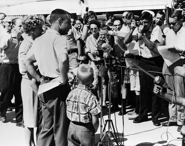 NASA image: Astronaut Virgil Grissom and family at Patrick AFB airport