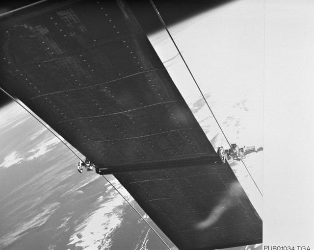 NASA image: HST Solar Arrays photographed by Electronic Still Camera