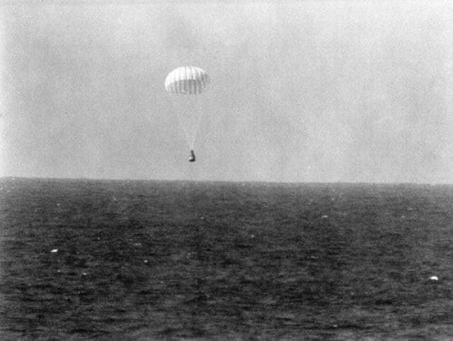 NASA image: ASTRONAUT SCHIRRA, WALTER M., JR. - MERCURY-ATLAS (MA)-8 RECOVERY - "SIGMA 7" - PRE-SPLASHDOWN 