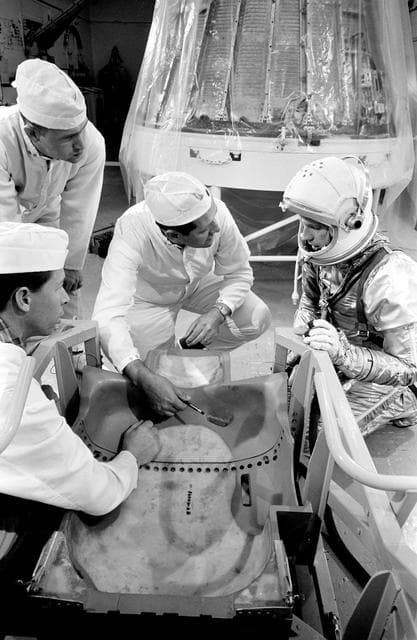 NASA image: CONTOUR COUCH - MERCURY-ATLAS (MA)-9 PRELAUNCH ACTIVITIES - CAPE