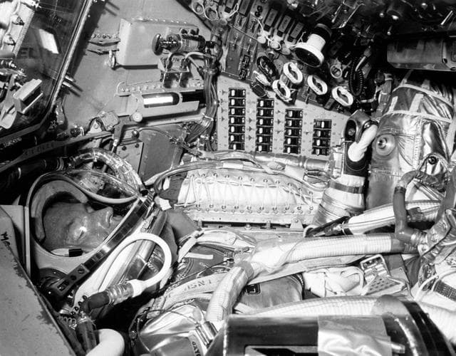 NASA image: ASTRONAUT COOPER, GORDON L. - MERCURY-ATLAS (MA)-9 - PRELAUNCH - PREFLIGHT CHECK - CAPE