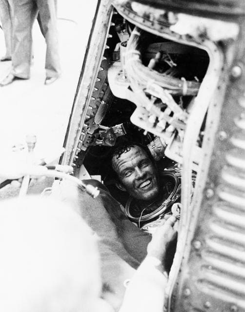 NASA image: Recovery- Cooper smiles at recovery crew on Kearsarge