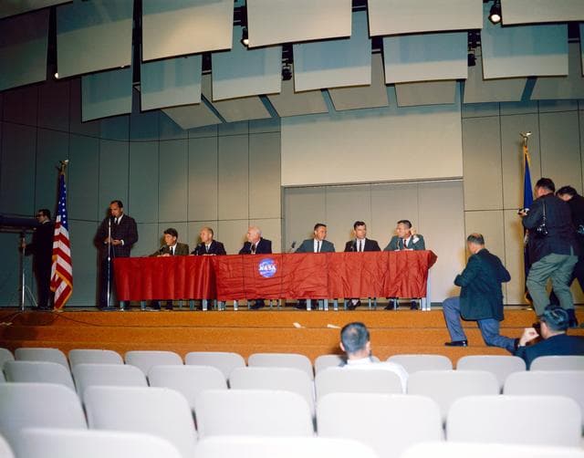 NASA image: Press Conference - First Gemini Astronauts