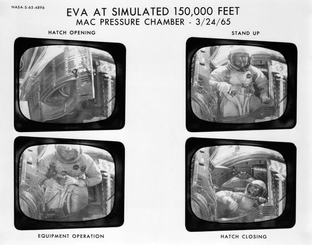 NASA image: GEMINI-TITAN (GT)-IV TEST - ASTRONAUT EDWARD H. WHITE - TRAINING - MCDONNELL AIRCRAFT CORP. (MDAC), MO