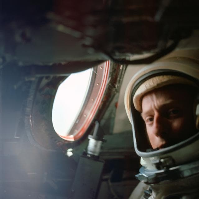 NASA image: Astronaut Charles Conrad - Gemini-5 Spacecraft - Post-Launch