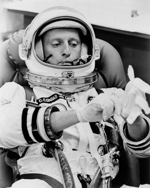 NASA image: GEMINI-TITAN (GT)-5 - PILOT - SUITING-UP - CLOSEUP - CAPE