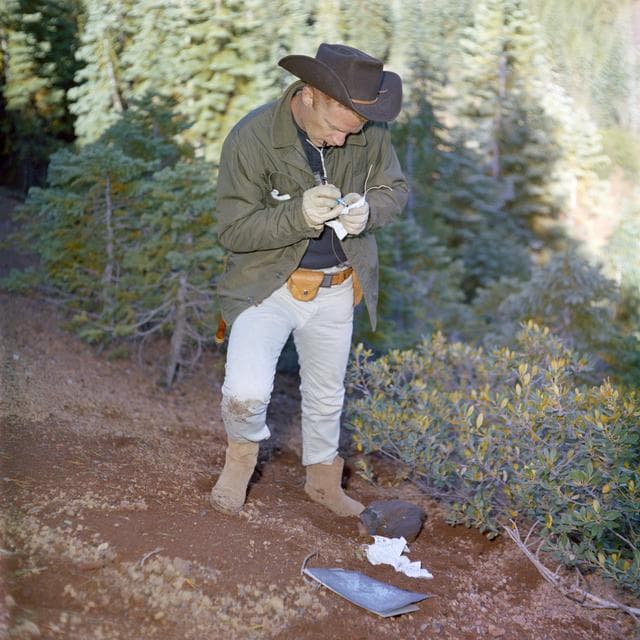 NASA image: Geological field trip to  Medicine Lake, California.