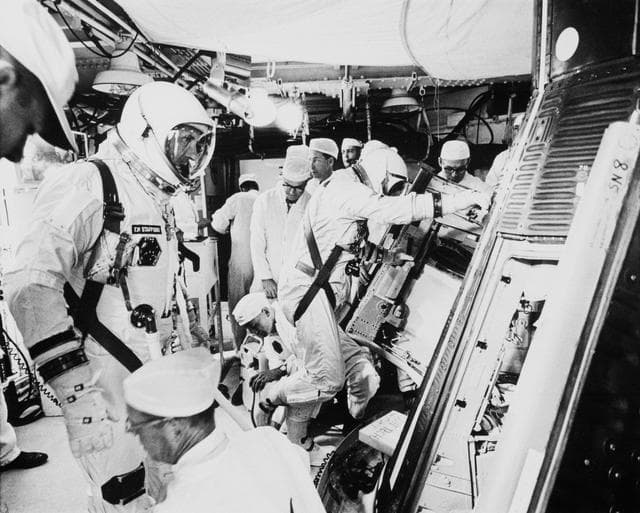 NASA image: Gemini-Titan (GT)-6 - Insertion - Prime Crew - Cape