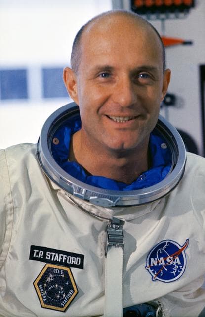 NASA image: GEMINI-TITAN (GT)-VI - CLOSEUP (W/O HELMET) - PILOT (1ST TRY) - CAPE