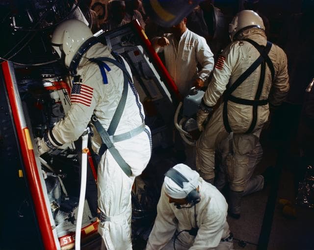 NASA image: ASTRONAUT WALTER M. SCHIRRA, JR. - MISC. - INSERTION (PRELAUNCH) - CAPE