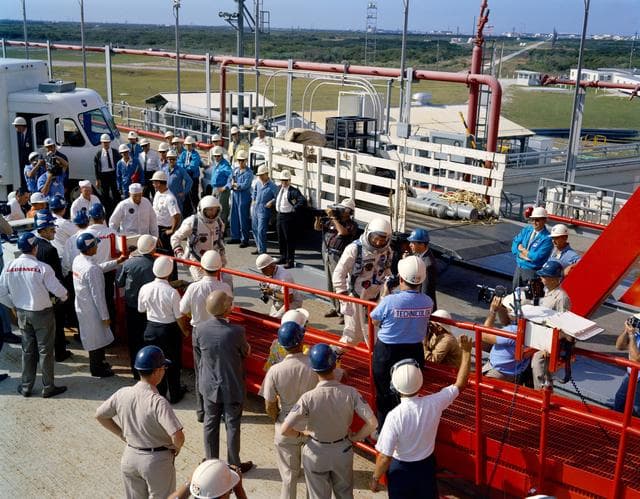 NASA image: WALKUP RAMP (GT-6 PRIME CREW)(PRIOR TO SCRUB) -  - MISC.