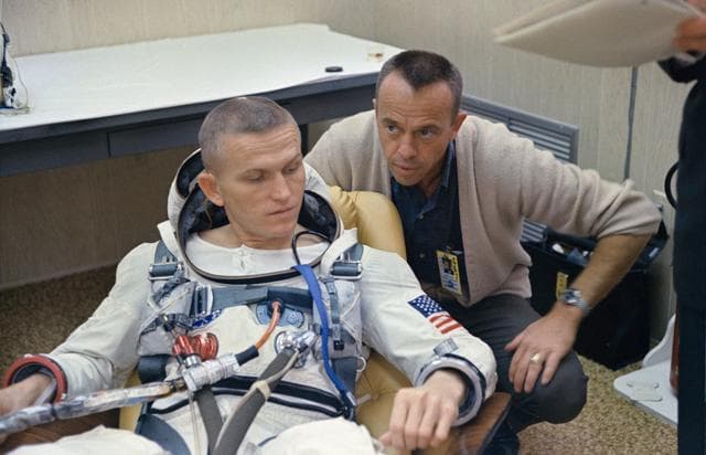 NASA image: PRELAUNCH ACTIVITY (SUITING-UP)(MEDICAL SENSORS)  - CAPE
