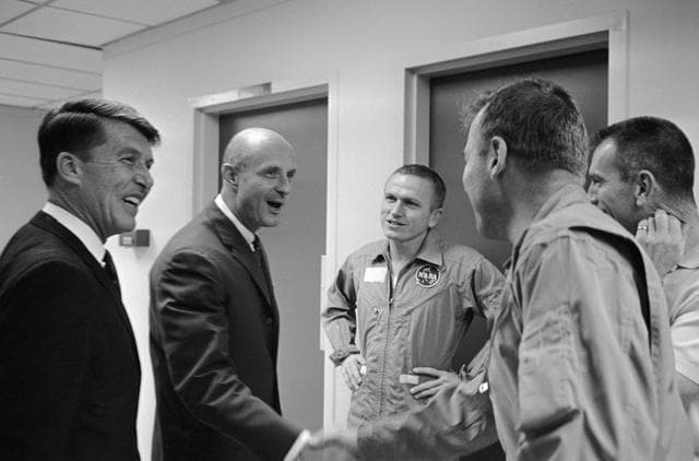 NASA image: ASTRONAUT GROUP - GT-6 AND GT-7 CREWS - WELCOME