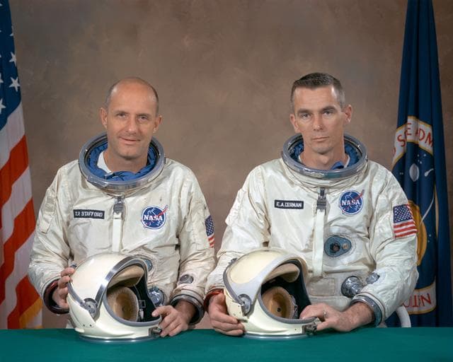 NASA image: GEMINI-9 - PRIME CREW PORTRAIT - ASTRONAUTS STAFFORD & CERNAN - MSC