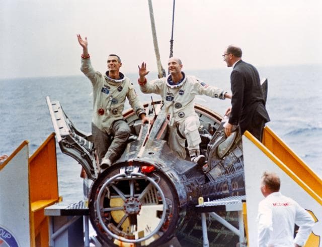 NASA image: ASTRONAUT CERNAN, EUGENE A. - RECOVERY (GT-9A - WELCOME)